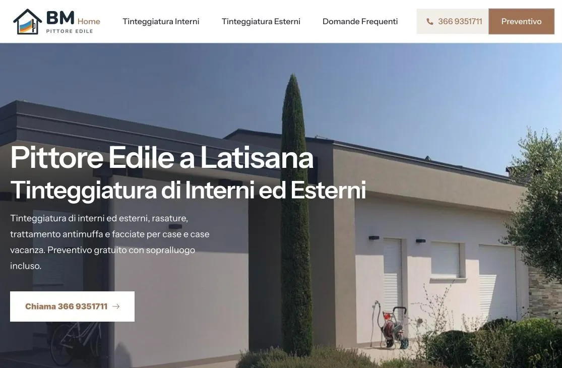 Home page del nuovo sito di BM Pittore Edile, imbianchino a Lignano, Bibione, Latisana e Portogruaro, realizzato da 989 WEB